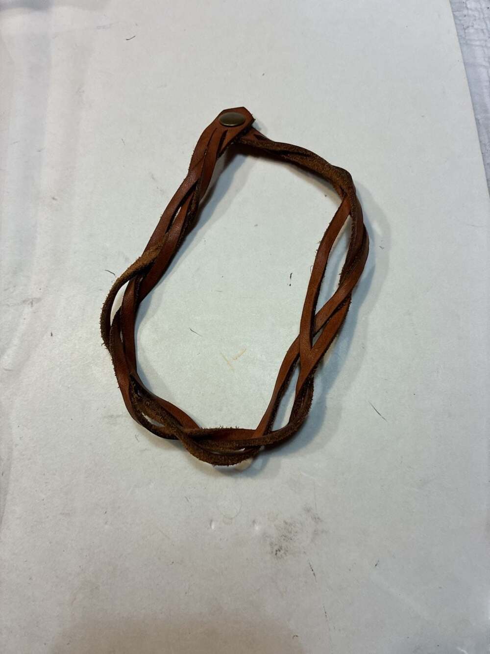 Unbranded Brown Braided Leather Strap Snap Closure 7 Inches Brown